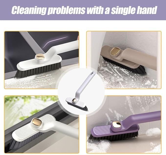 360° Rotating Crevice Cleaning Brush – Long Handle for Tile, Bathroom & Hard-to-Reach Areas