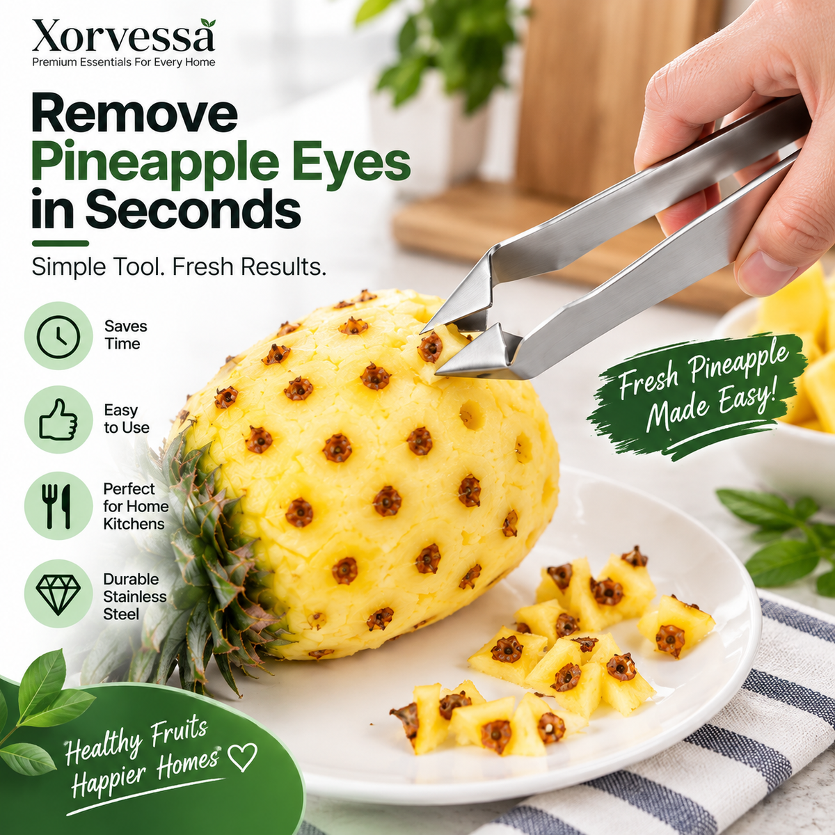 Stainless Steel Pineapple Eye Remover Clip