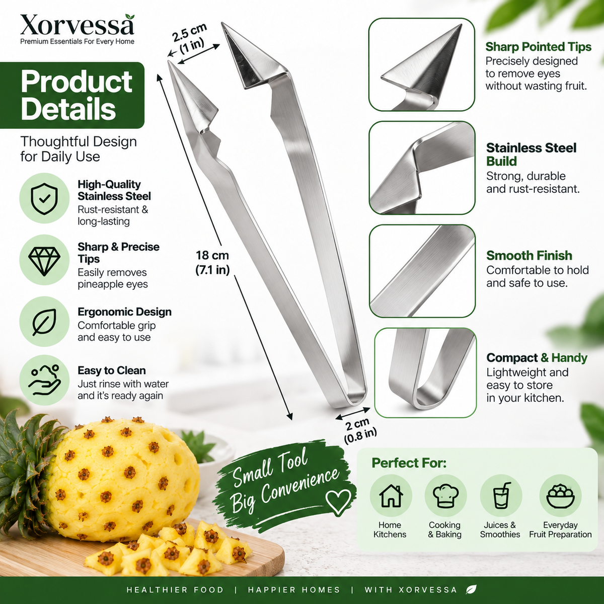 Stainless Steel Pineapple Eye Remover Clip
