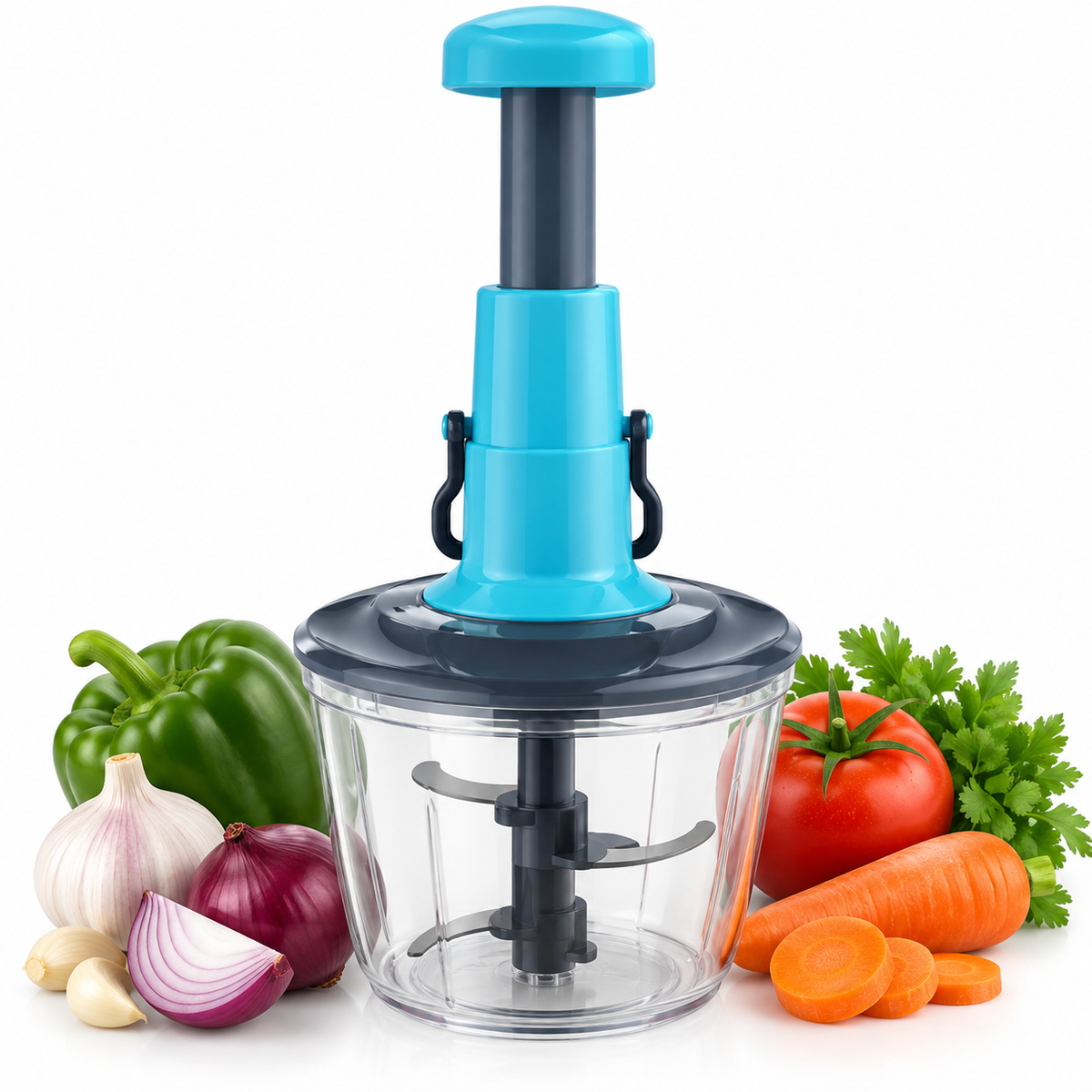 Manual Vegetable Chopper – 4-in-1 Hand Food Chopper for Onion, Garlic & Vegetables