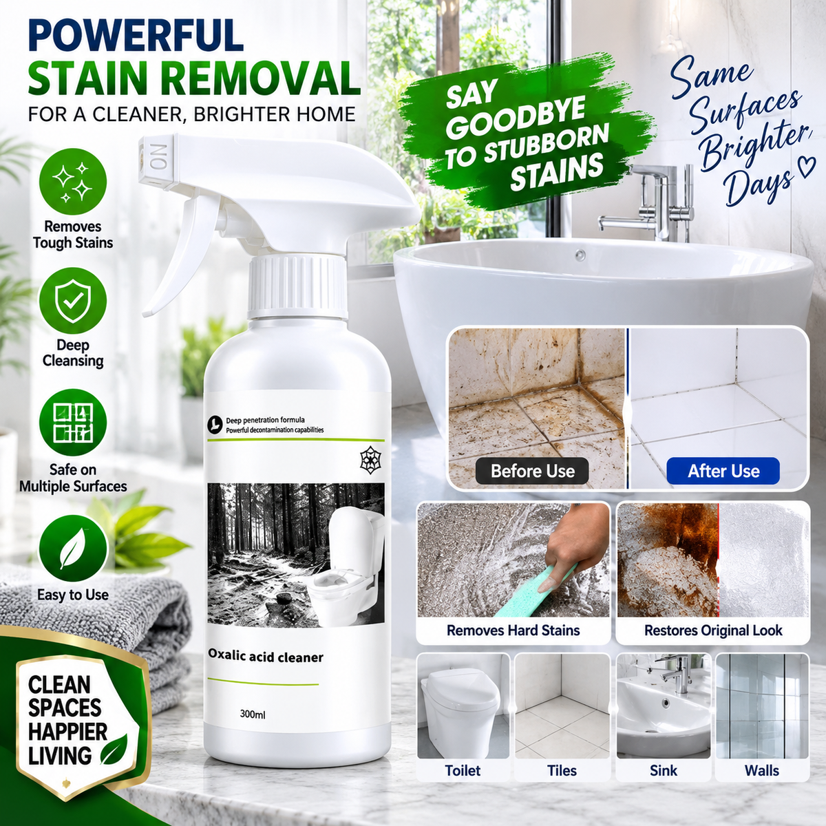 Multi-Purpose Oxalic Acid Stain Removal Spray 300ML – Pack of 2 | Xorvessa