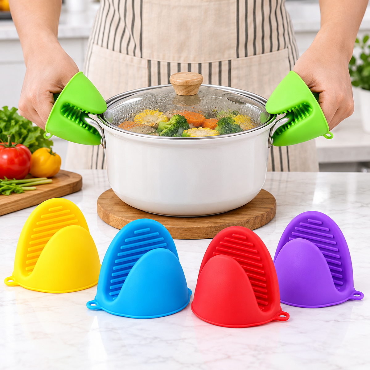 Silicone Pot Holders – Heat Resistant Oven Mitts for Kitchen Cooking | Xorvessa