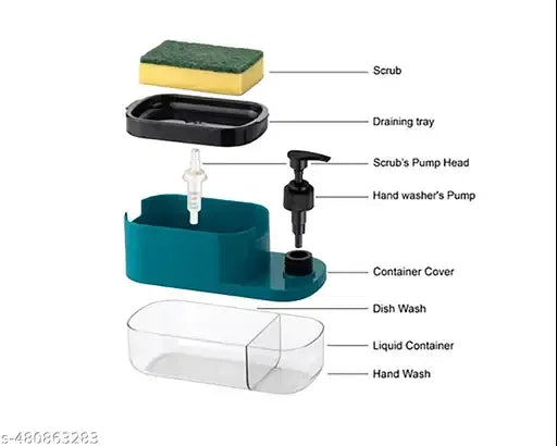 3-in-1 Kitchen Soap Dispenser with Sponge Holder – Dishwashing Liquid Pump | Xorvessa
